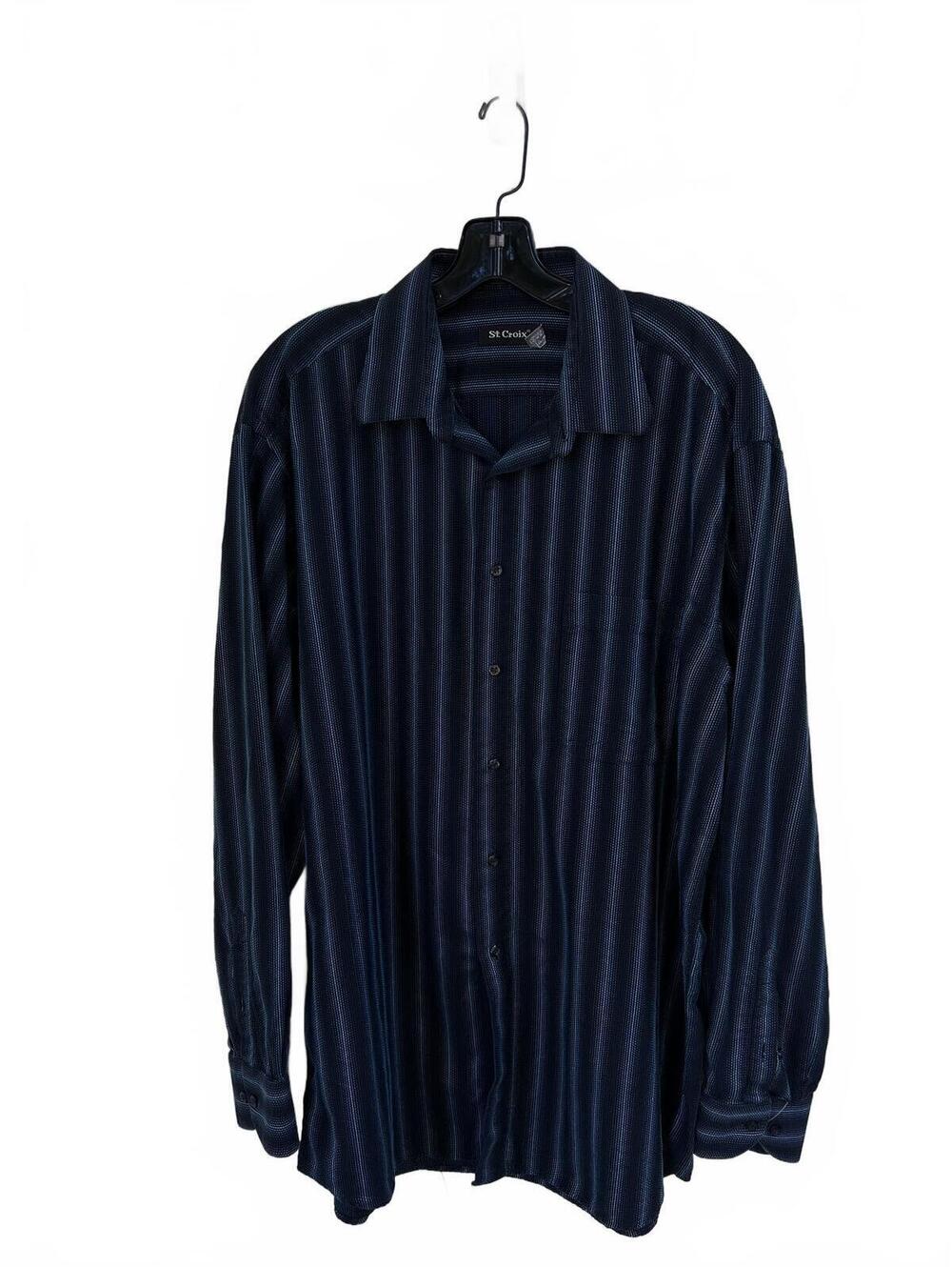 XL Men’s Dress Shirt Vintage 90s Italy Black Blue Accents Very Nice 100% cotton
